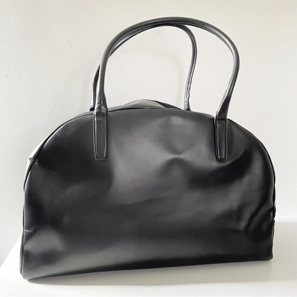 Gucci black leather XL vintage domed duffle travel bag unisex - Picture 2 of 10